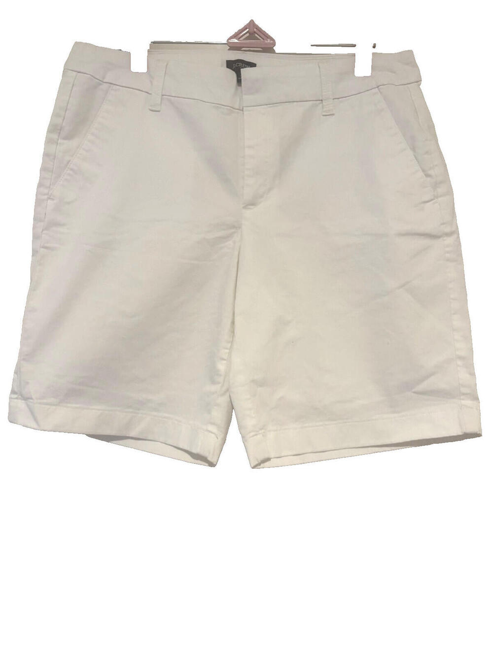 J Crew women's sz 8 white chino shorts cotton some stretch coastal CC